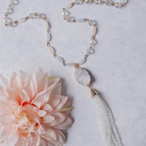 Gold and White Dainty Chain Necklace